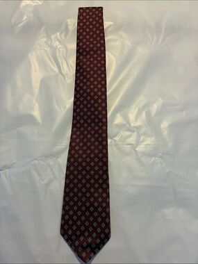 DON LOPER Classic Burgundy Diamond-Pattern Men's Tie